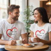 彼女のためのペアハートTシャツ Tシャツ