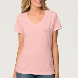 彼女のためのミニマリスト フラワー Vネック Tシャツ