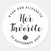 彼女のためのミニマルな黒と白のラベル ラウンドシール (正面)