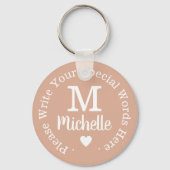 彼女のためのモノグラムカスタム文字ピンクの愛 キーホルダー (正面)