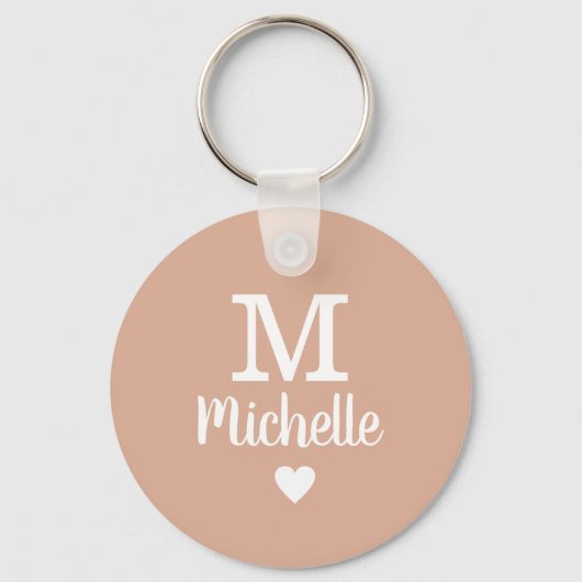 彼女のためのモノグラムカスタム文字ピンクの愛 キーホルダー (裏面)