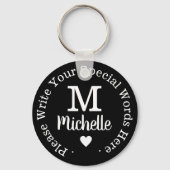 彼女のためのモノグラムカスタム文字黒い愛 キーホルダー (正面)