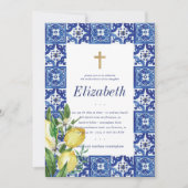 彼女のためのレモン メディテレーニアンタイルの確認 招待状 (正面)