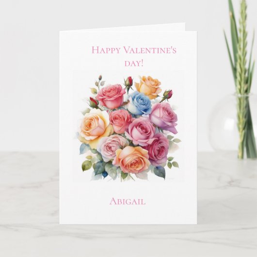 彼女のためのローズブーケのバレンタインデーのカード シーズンカード (正面)