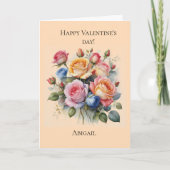 彼女のためのローズブーケのバレンタインデーのカード シーズンカード (正面)