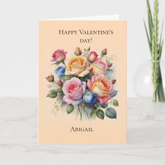 彼女のためのローズブーケのバレンタインデーのカード シーズンカード (正面)