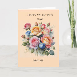 彼女のためのローズブーケのバレンタインデーのカード シーズンカード