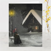 彼女のための冬のキャビン雪誕生日カード カード (黄色い花)