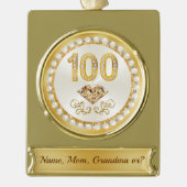 彼女のための安価な100誕生日ギフトおばあちゃん、 ゴールドプレートバナーオーナメント (正面)