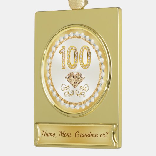 彼女のための安価な100誕生日ギフトおばあちゃん、 ゴールドプレートバナーオーナメント (左)