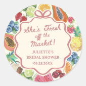 彼女のための市場からフレッシュ フルーツ ブライダルシャワー ラウンドシール (正面)