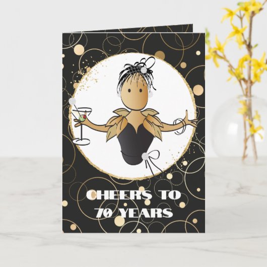 彼女のための彼女の年齢の劇的な70はっきりした誕生日カード カード (黄色い花)