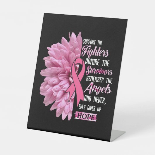 彼女のための戦闘機の贈り物を支持する乳がん 台座サイン (正面)