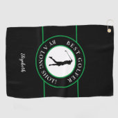 彼女のための最高のロングショット・プロによる黒い緑のゴルファー ゴルフタオル (横)