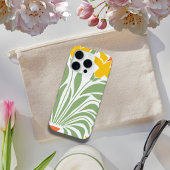 彼女のための緑と黄色のカラフルな野の花の絵 iPhoneケース