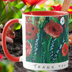 彼女のための花のコーヒーカップ アクリル絵画ギフト マグカップ