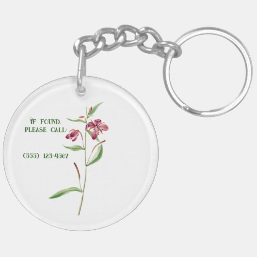 彼女のための赤い植物のミニマルなヴィンテージ キーホルダー (裏面左)