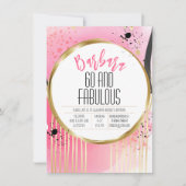 彼女のための60と素晴らしい誕生日ホットピンク抽象芸術 招待状 (正面)