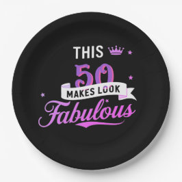 彼女のための8パック 50歳の誕生日用丸型ペーパープレート ペーパープレート