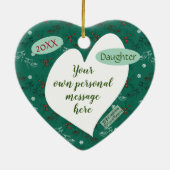 彼女のため、赤い靴及び香水のクリスマスのハートの形 セラミックオーナメント (裏面)