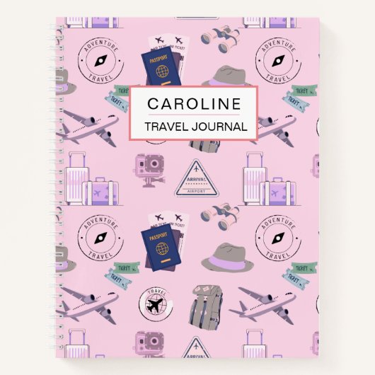 彼女ののための旅行カスタム誌文字 ノートブック (正面)