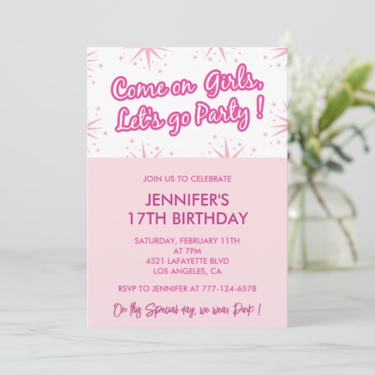 彼女ののための甘い17歳の誕生日の招シンプル待 招待状 (スタンド正面)
