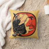 彼女のほうきのヴィンテージのハロウィンの魔法使い クッション (ブランケット)