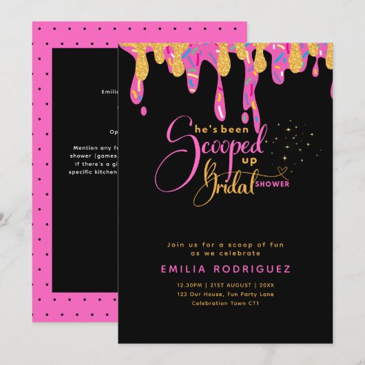 彼女のアイスクリーム ブライダルシャワーがサプライズ 招待状 (正面/裏面)
