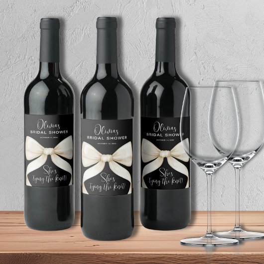 彼女のウェディングノット ボウ ブライズシャワー ワインラベル