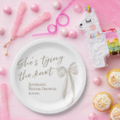 彼女のウェディングプランナー白いリボンシャワーパーティペーパー ペーパープレート (パーティー)