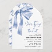 彼女のウェディングプラン 青いリボン ブライダルシャワー 招待状 (正面/裏面)