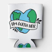 彼女のエコなアイコンとハッピーアースクリップアートEcof 缶クーラー (正面)