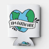 彼女のエコなアイコンとハッピーアースクリップアートEcof 缶クーラー (裏面)