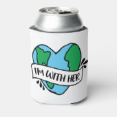 彼女のエコなアイコンとハッピーアースクリップアートEcof 缶クーラー (缶裏面)