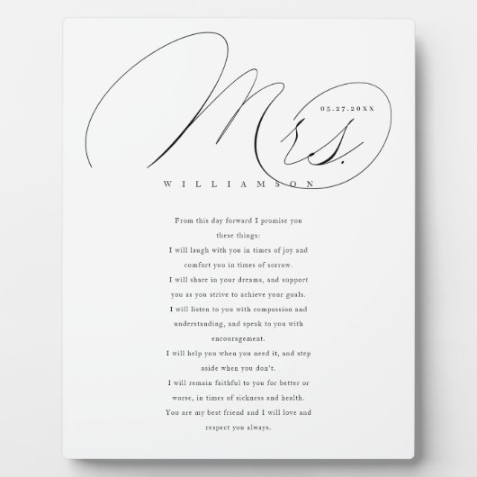 彼女のエレガント誓いはニュー結婚リュウズ夫人の誓いは白 フォトプラーク (正面)