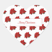 彼女のエレガント陽気なクリスマスの赤い花の柄のために ハートシール (正面)