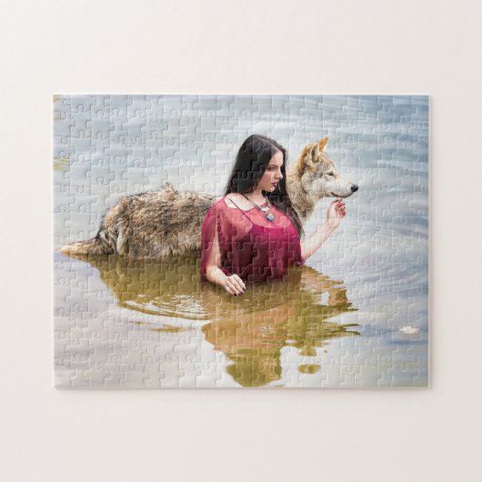 彼女のオオカミを持つ森林ニンフ ジグソーパズル (横)