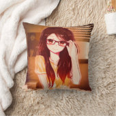 彼女のカジュアルな寝室の枕女の子 クッション (ブランケット)