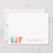 彼女のカラフルノートカードのための夏のポピュシクルの贈り物 ノートカード (正面)