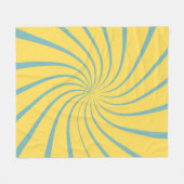 彼女のカラフル家族の夏の模様の青い黄色 フリースブランケット (正面(横))