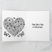 彼女のカラーリングページのための大きなハッピーバレンタインデー カード (内部)