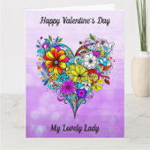 彼女のカラーリングページのための大きなハッピーバレンタインデー カード (正面)