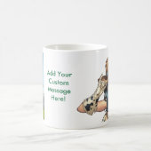 彼女のカーボーイ・ハットのイラストレーションをひっくり返している女性のカーボーイ コーヒーマグカップ (中央)