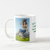 彼女のカーボーイ・ハットのイラストレーションをひっくり返している女性のカーボーイ コーヒーマグカップ (左)