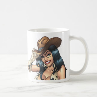彼女のカーボーイ・ハットのイラストレーションをひっくり返している女性のカーボーイ コーヒーマグカップ