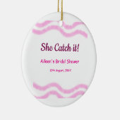 彼女のキャッチ ピンクスパイラル 水彩ライン ウェディング セラミックオーナメント (右)