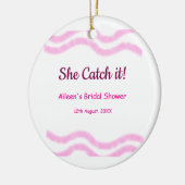彼女のキャッチ ピンクスパイラル 水彩ライン ウェディング セラミックオーナメント (左)