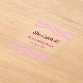 彼女のキャッチ ピンクスパイラル 水彩ライン ブライダル アクリル招待状 (レイダウン)