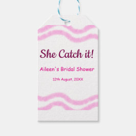 彼女のキャッチ ピンクスパイラル 水彩ライン ブライダル ギフトタグ