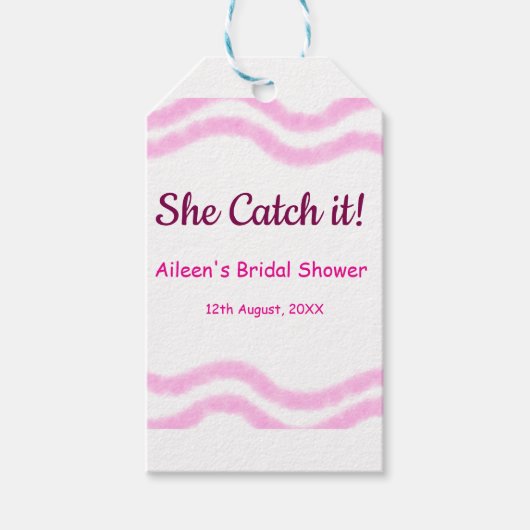 彼女のキャッチ ピンクスパイラル 水彩ライン ブライダル ギフトタグ (正面)